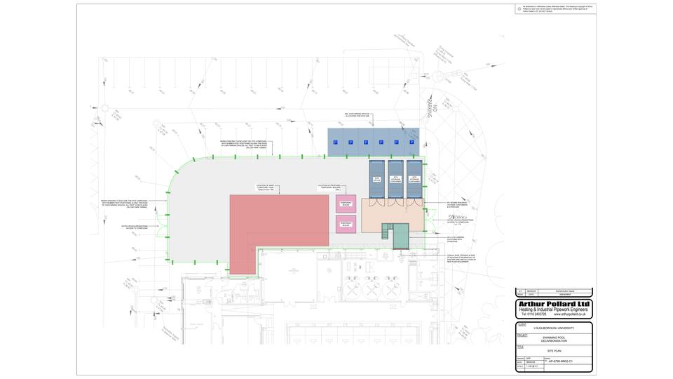 Map of swimming pool showing areas for decarbonisation work
